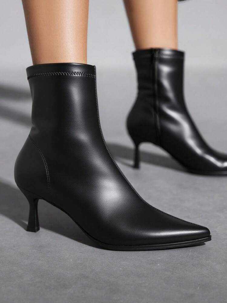 CUCCOO SZL Cuccoo Fashion Versatile Simple Pointed Toe Low Heel Ankle Boots