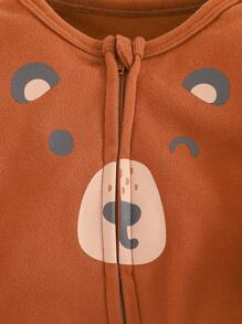 Cozy Pixies Conjunto de 2 peças de Macacão e Calça de Manga Longa com Gola Redonda em Tricô Macio com Estampa de Urso Cartoon para Bebê Recém-Nascido Menino/Menina