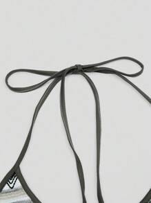 Sweetra 波西米亚风格度假海滩夏季复古女士吊带针织连衣裙 - 灰色 - 查看 3