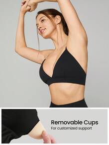GLOWMODE FeatherFit™ V-Shaped Sports Bra Light Support - Black - View 2