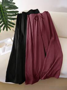 CosyJoli Plus Size Casual Textured Chiffon Basic Straight Leg Pants,Slightly Sheer,Fall Clothes For Women - Multicolor - View 6