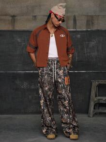 AXEPEAK Camisa casual de manga corta holgada y tejida para hombre, otoño - Multicolor - Ver 3