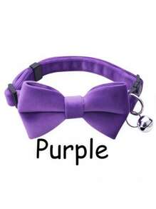 1pc Adjustable Suede Velvet Cat Collar With Bow & Bell - Soft Kitten Collars For Pets, Decorative Floral Choker Necklace Style Accessories