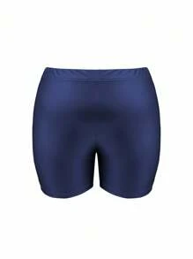 大码女式纯色时尚百搭皮革紧身短裤