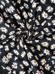 SHEIN Abito lungo aderente casual con stampa floreale ditsy per gravidanza - nero - Visualizzare 5