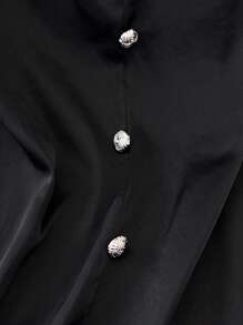 Franclia Women's Elegant Detailed V-Neck Long Sleeve Contrast Color Button Decorated Blouse, Spring/Autumn Fall Cloth For Women - Multicolor - View 6