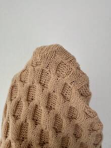 Selianne Áo len chui đầu họa tiết cổ chữ V chắp vá 2 trong 1 thời trang thu đông mới dành cho nữ, thiết kế thanh lịch, phù hợp để đi làm hàng ngày - Màu be - Xem 7