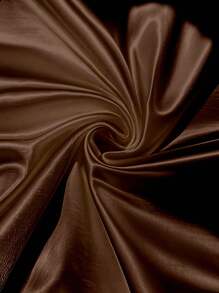 Franclia Women's Casual Solid Color Satin Shiny T-Shirt Maillard Style Summer Brown Clothes For University - Brown - View 7