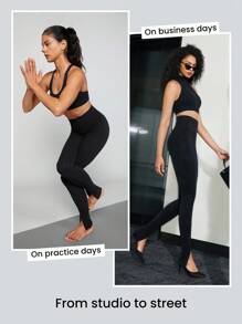 GLOWMODE 31" FeatherFit™-Sculpt Tummy Control Front Slit Leggings - Black - View 6