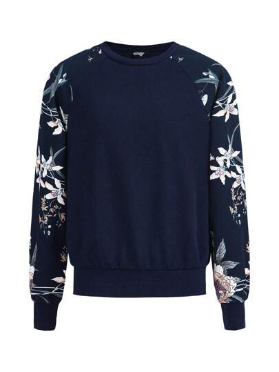 SHEIN Emery Rose Kids Tween Girl-Sweatshirt mit Blumenmuster und Raglanärmeln