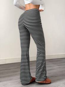 Pantalones casuales de mujer con cintura con cordón acanalado, para primavera/otoño - Multicolor - Ver 2