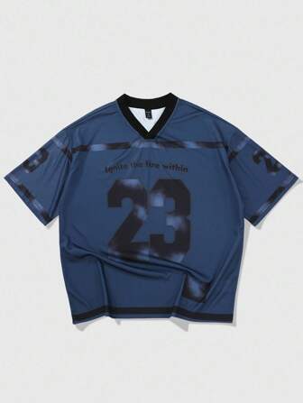 Prep Herren Lässig American Style T-Shirt mit grafischem Muster, geeignet für Frühling/Sommer Sport und Streetwear