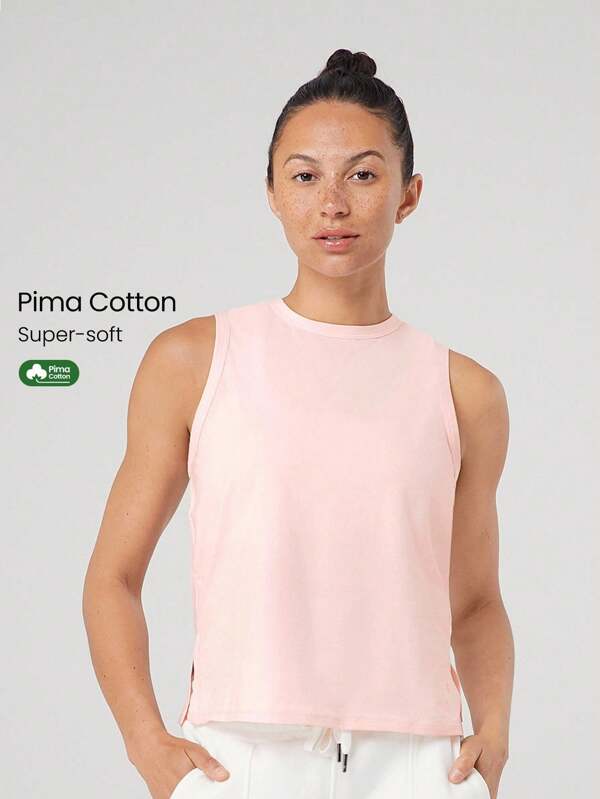 GLOWMODE Pima Cotton Reflective Slit Tank Top Gym Valentine's Day