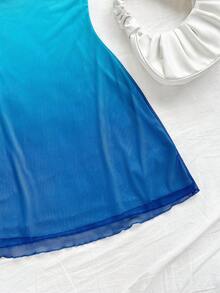 Soleia Váy ngắn cổ xếp ly dây mảnh màu gradient dành cho nữ, phù hợp đi biển, phong cách miền Tây, lễ hội âm nhạc, trang phục nghỉ hè, phong cách Bohemian - Nhiều màu - Xem 5