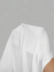 SHEIN MOD 大码女式两件套：喇叭袖前开襟上衣和鱼尾下摆吊带背心连衣裙 - 白色 - 查看 9