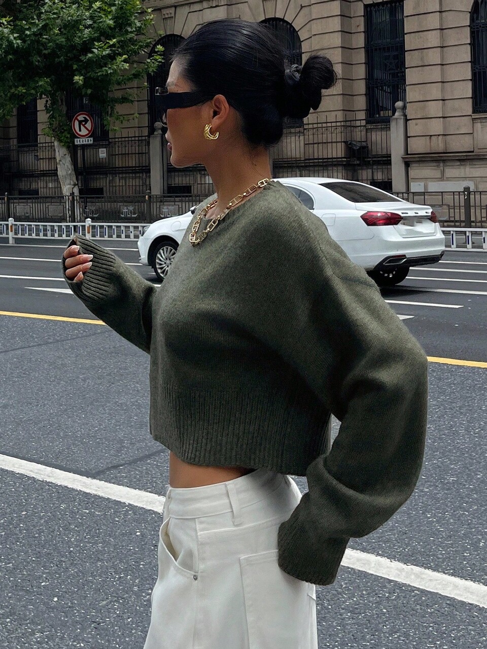 Loose Fit Cropped Pullover Sweater For Women, Versatile New Style Autumn Golf Pastal Sexy