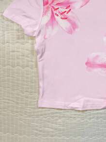 Attitoon 女士花卉印花圆领短袖修身T恤，适合夏季