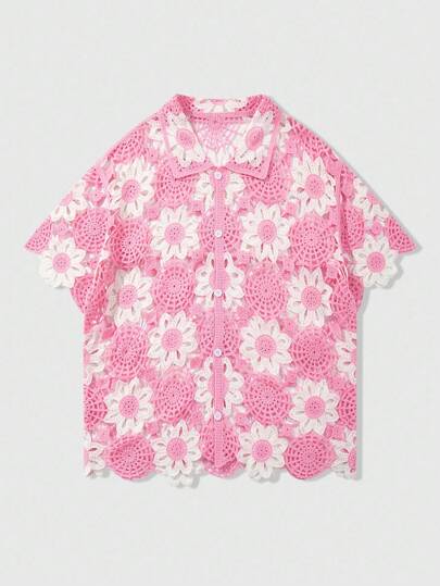 Street Life Cardigan casual à manches courtes et blocs de couleurs hydrosoluble pour hommes