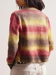 Bohemela 女士休闲条纹渐变色开衫，适合秋冬季音乐节和万圣节 - 彩色 - 查看 8