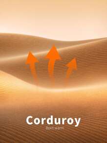 SHEIN PETITE 女士秋冬街头时尚休闲复古灯芯绒纹理裤 - 棕色 - 查看 9