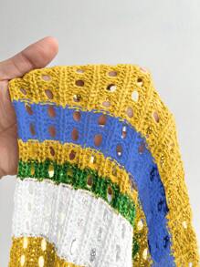 Maweii Plus Women's Knitted Cardigan, Half-Sleeve Sexy Party Vacation Spring And Summer Style Festival Rave Cardigan