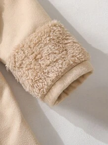 Souflis Souflis 女婴幼儿新生儿优雅毛领外套，保暖冬季秋季夹克 - 杏色 - 查看 4