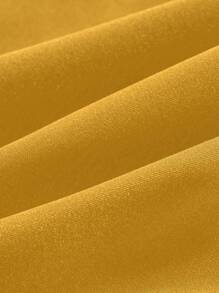 Traje de baño de una pieza con panel de malla fruncida de unicolor y falda pareo - Amarillo - Ver 5