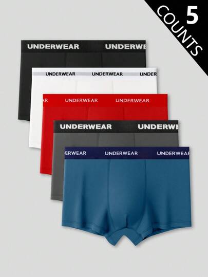 5pcs/Pack Lightweight, Comfortable, Fashionable Boxer Briefs For Teenage Boys Teen Underwear Underwear Boys Underwear Boys Briefs Boys Underwear Pack