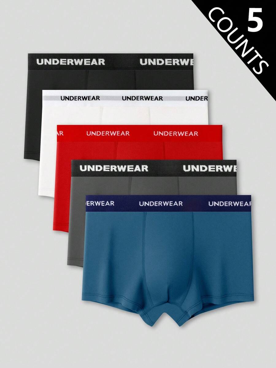 5pcs/Pack Lightweight, Comfortable, Fashionable Boxer Briefs For Teenage Boys Teen Underwear Underwear Boys Underwear Boys Briefs Boys Underwear Pack