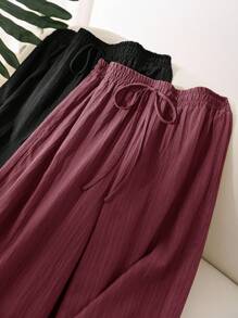 CosyJoli Plus Size Casual Textured Chiffon Basic Straight Leg Pants,Slightly Sheer,Fall Clothes For Women - Multicolor - View 4