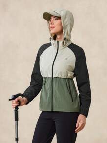 OutZeal Women Outdoor Jacket Camping Hiking Water-Resistant Lightweight Color-Blocked Hooded Outdoor Top Spring Fall - Multicolor - View 8