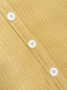 Franclia Bộ 2 món áo chui đầu cổ chữ V dài tay lãng mạn thanh lịch dành cho nữ, trang phục toàn màu trắng mùa xuân/thu dành cho sinh viên - Màu vàng - Xem 4