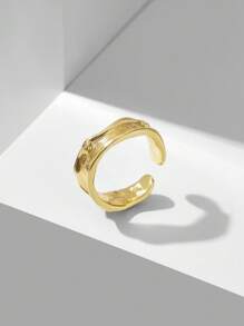MOTF PREMIUM 18K镀金不对称开口戒指 - 金黃色 - 查看 5