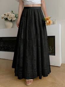 Modelyn 时尚新款蕾丝浅黄色女裙 - 黑色 - 查看 4