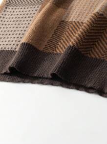 Manfinity CasualKnits 秋季大码男士复古休闲拼布图案V领毛衣背心 - 彩色 - 查看 7