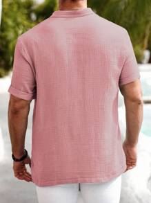 Manfinity Homme Manfinity Nomadique Men's Casual Cotton-Linen Shirt Summer Hengli Collar