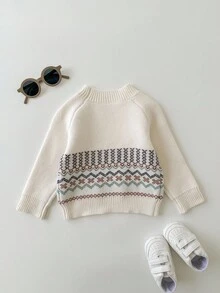 SHEIN 1. Baby Boy/Girl Casual Cute Round Neck Sweater, Autumn/Winter Kids Sweater, Unisex Baby Clothes, Baby Winter Clothes, My First Christmas Fall - Multicolor - View 2