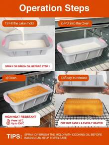 SHEIN Basic living 1PC  Silicone Nonstick Rectangular Baking Pan, Heat Resistant Cake Mold, DIY Baking Tool