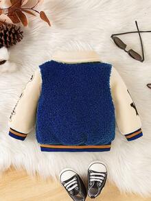 SHEIN 2026 New Autumn/Winter Fashion Street Style Cowboy Western Lapel Jacket For Baby Boys Fall Blue And White Gym - Blue - View 2
