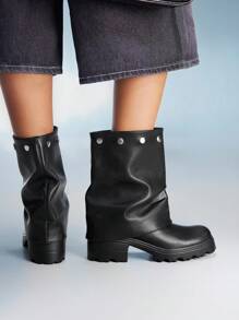 CUCCOO GRLICON 女士踝靴，机车风，Y2K，酷女孩，返校季，万圣节，圣诞节，派对装扮 - 黑色 - 查看 1