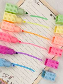 1 Stück süße fluoreszierende Stifte, geeignet für Schule und Büro fluoreszierende Marker und Kinder Graffiti Rückkehr zur Schule - Verschiedenfarbig - Übersicht 5