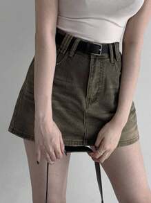 DAZY 复古美式牛仔高腰A字迷你裙，新款牛仔裙