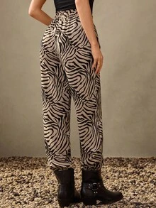 Wildy Casual American Country Style Zebra Print Pants Animal Print Pants Women Zebra Print Joggers Print Pants Women Animal Print Country Concert Going Outs Western Wear Women Going Outs
