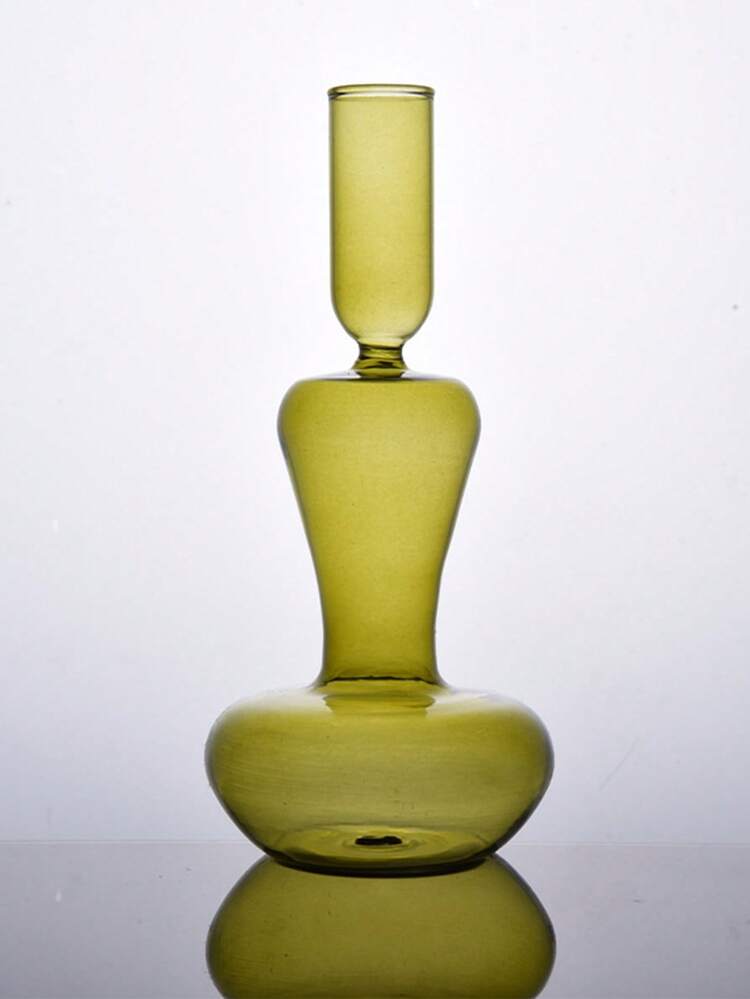 Joivida 1 件绿色透明复古玻璃烛台，卧室装饰品，餐桌装饰，浪漫约会烛台，适用于家居装饰 - 綠色 - 查看 4