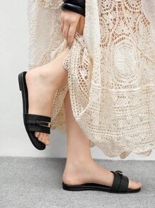 CUCCOO BIZCHIC Women's Brown Comfortable Spring/Summer Fashionable Buckle Decor Sandals For Christmas Spring Shoes Summer Shoes - Black - View 3