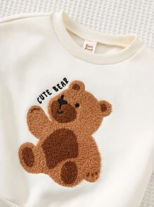 Cozy Pixies Bộ 2 áo nỉ cổ tròn tay dài họa tiết gấu hoạt hình cho bé trai và quần jogger cạp chun - Nhiều màu - Xem 4
