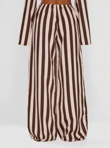 MUSERA Women Pants Wide Leg Stripe Linen Look Trouser Holiday, Linen Pant, Summer, Beach Vacation  Party  Spring - Multicolor - View 4