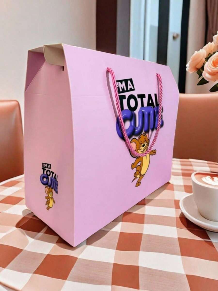 TOM & JERRY X SHEIN Letter & Cartoon Pattern Gift Bags - Drawstring Party Favor Pouches For Birthday Wedding Baby Shower - Multicolor - View 1