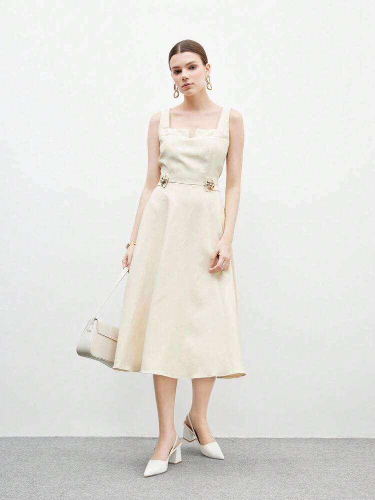 CUCCOO BIZCHIC Women's Fashion White Backstrap Side Buckle Chunky Heel Pointed Toe Mule Pumps, Suitable For Daily Commute, Dates, And Parties For Christmas Spring Shoes