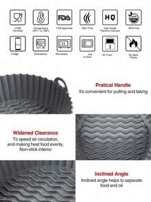 SHEIN Basic living 1 Pc Air Fryer Nonstick Silicone Liner, 7 Inch Round Shape Reusable Air Fryer Baking Tray Air Fryer Kitchen Air Fryer Liners Air Fryer Paper Airfryer Air Frier - Dark Grey - View 9